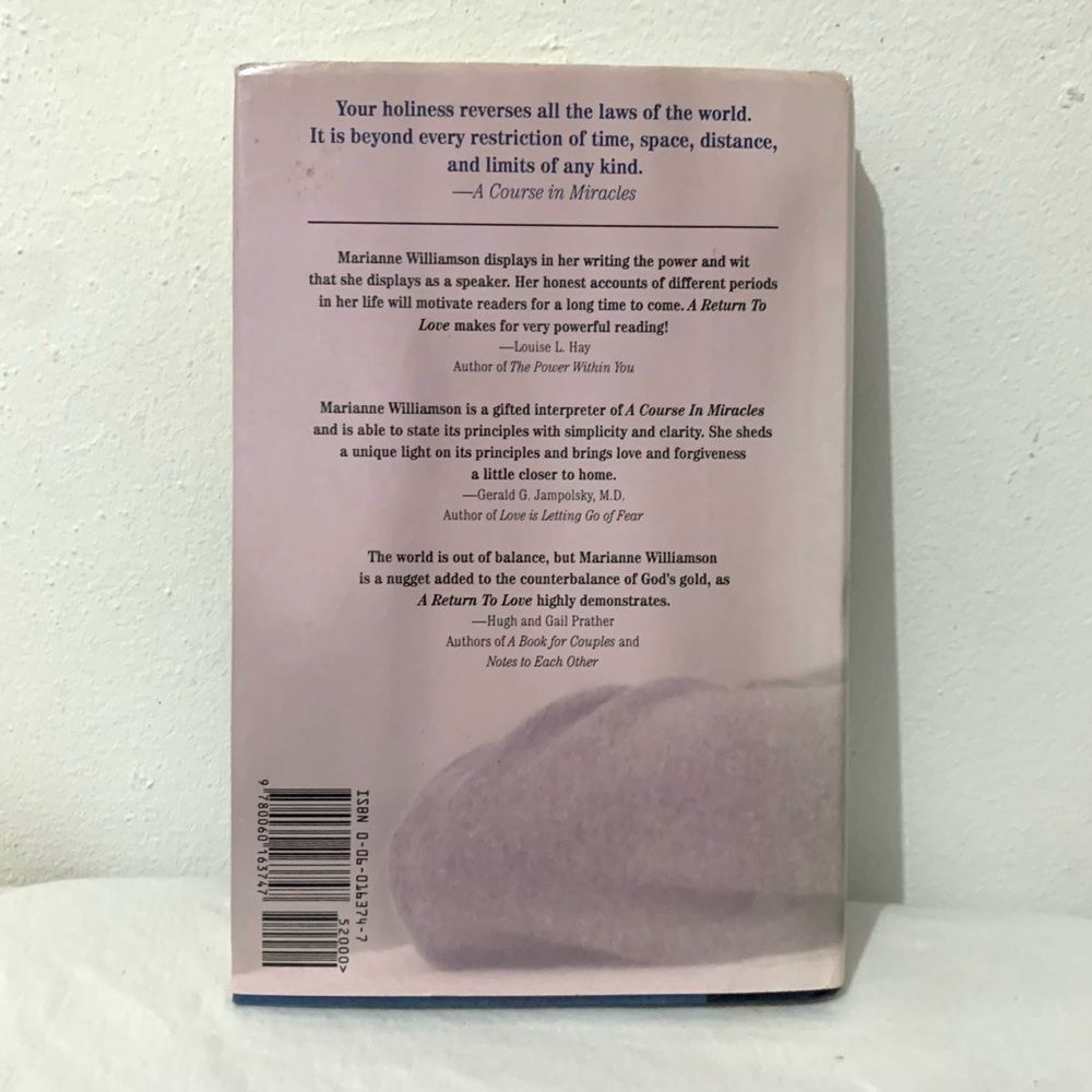 A Return to Love Hardcover Marianne Williamson Spiritual Self Help Psychology - Picture 2 of 6
